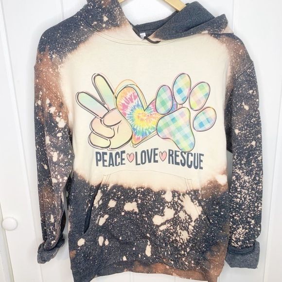 Peace Love Rescue Bleached Sweatshirt - Picture 2 of 5